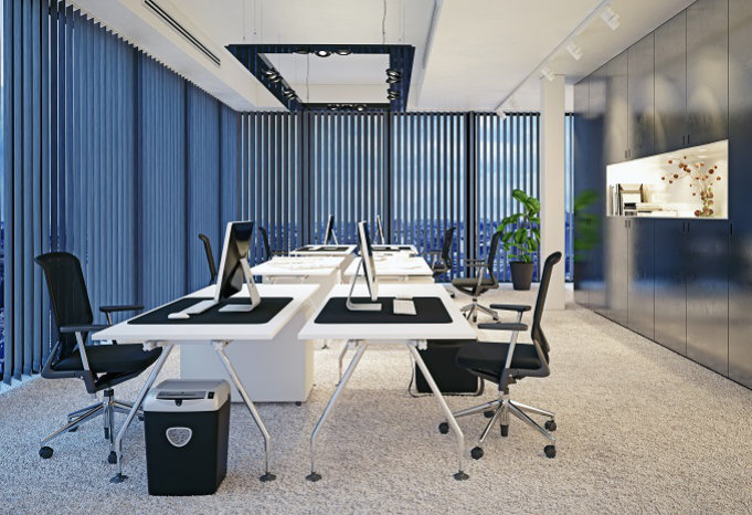 Vertical blinds in offices
